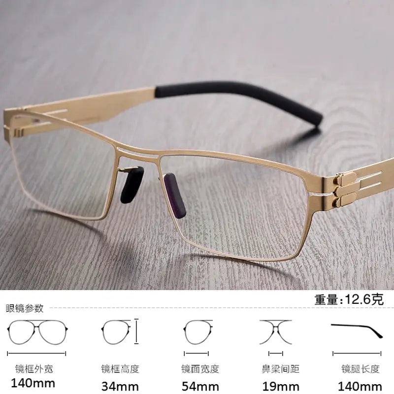 Unisex Square Full Rim Stainless Steel Screwless Prescription Glasses 52709 — view 4 | Rx Spectacle
