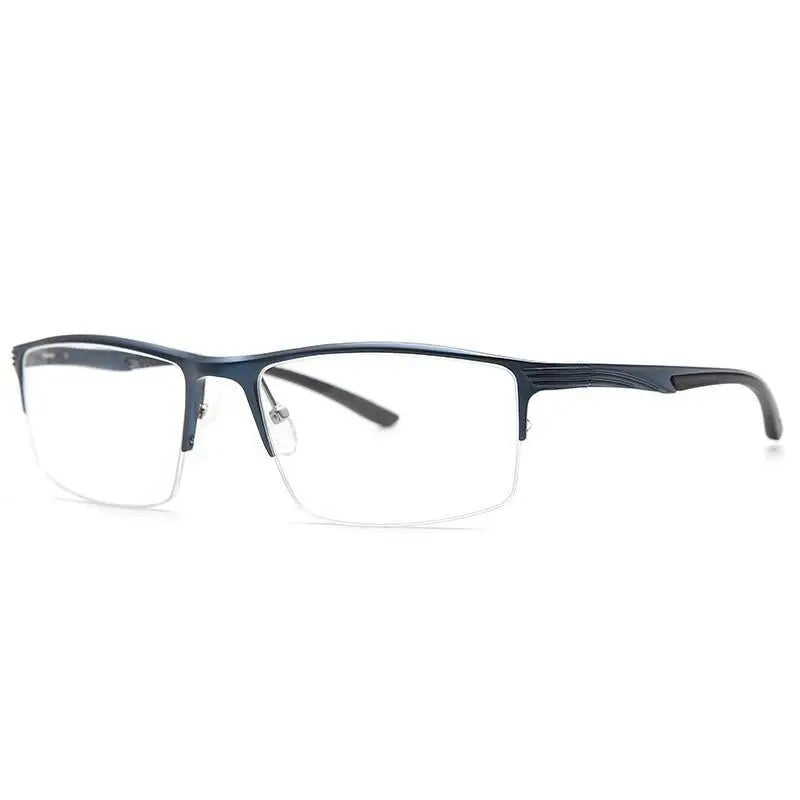 Men's Square Semi-Rimless Titanium Prescription Glasses 663 — view 9 | Rx Spectacle