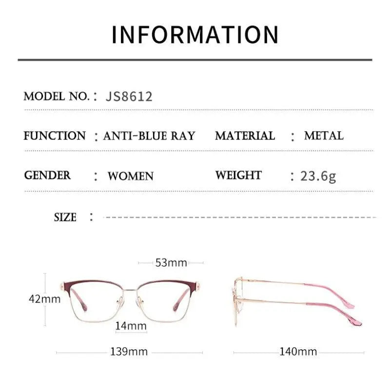 Women's Square Full Rim TR90 Prescription Glasses Js8612 — view 7 | Rx Spectacle