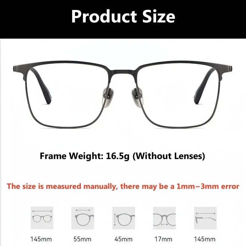 Men's Square Full Rim Titanium Prescription Glasses 670809 — view 2 | Rx Spectacle