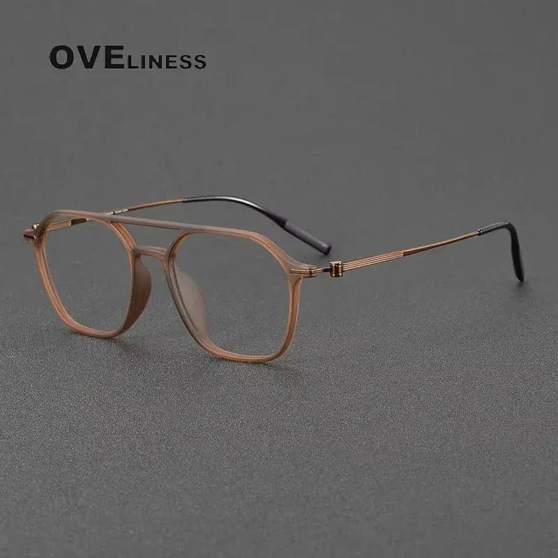 Women's Square Full Rim Titanium Double Bridge Prescription Glasses 398671 — view 8 | Rx Spectacle