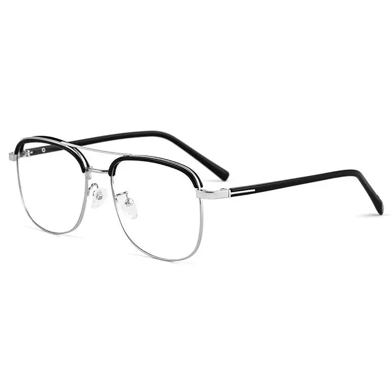 Unisex Square Full Rim Alloy Double Bridge Reading Glasses 18032 — view 9 | Rx Spectacle