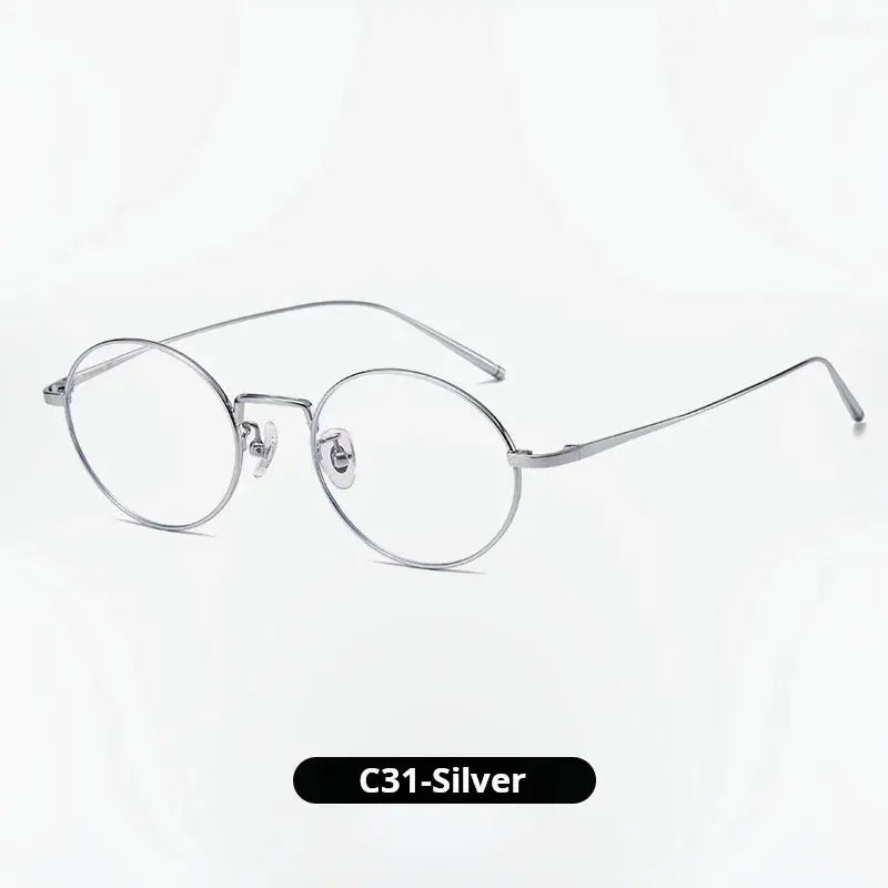 Unisex Oval Full Rim Titanium Prescription Glasses 722467 — view 6 | Rx Spectacle