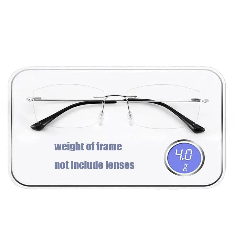 Unisex Square Rimless Titanium Reading Glasses 8161 — view 5 | Rx Spectacle