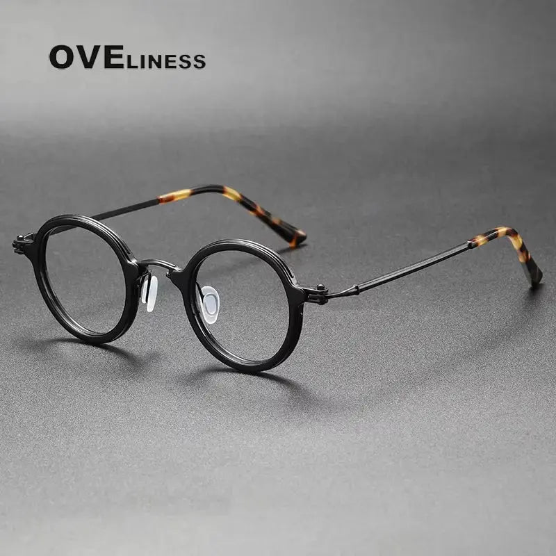 Unisex Round Full Rim Titanium Prescription Glasses 75899 — view 4 | Rx Spectacle