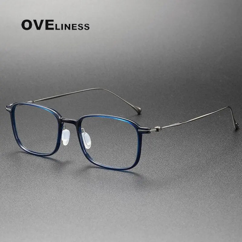 Unisex Square Full Rim Titanium Prescription Glasses 8644 — view 3 | Rx Spectacle