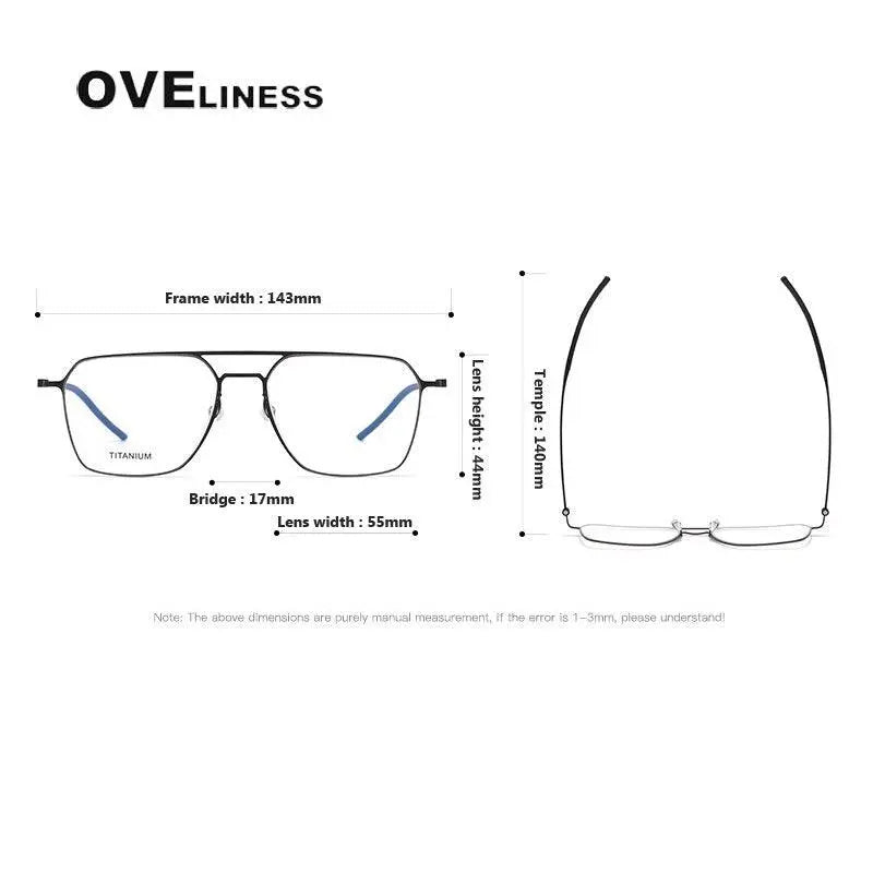 Unisex Square Full Rim Titanium Double Bridge Prescription Glasses 5517 — view 8 | Rx Spectacle