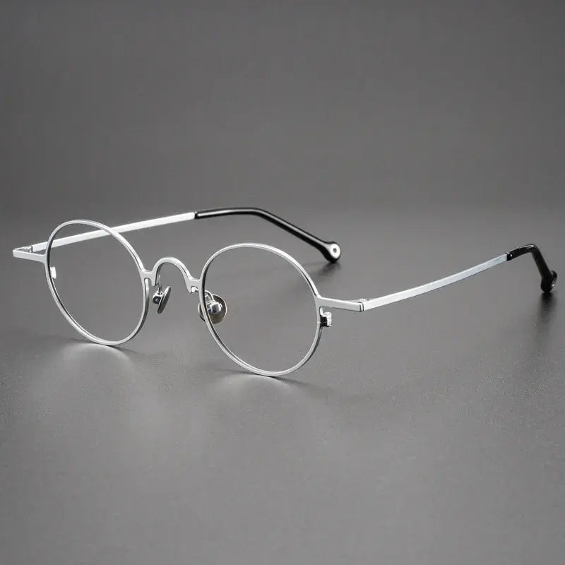 Unisex Round Full Rim Titanium Reading Glasses K080 — view 8 | Rx Spectacle