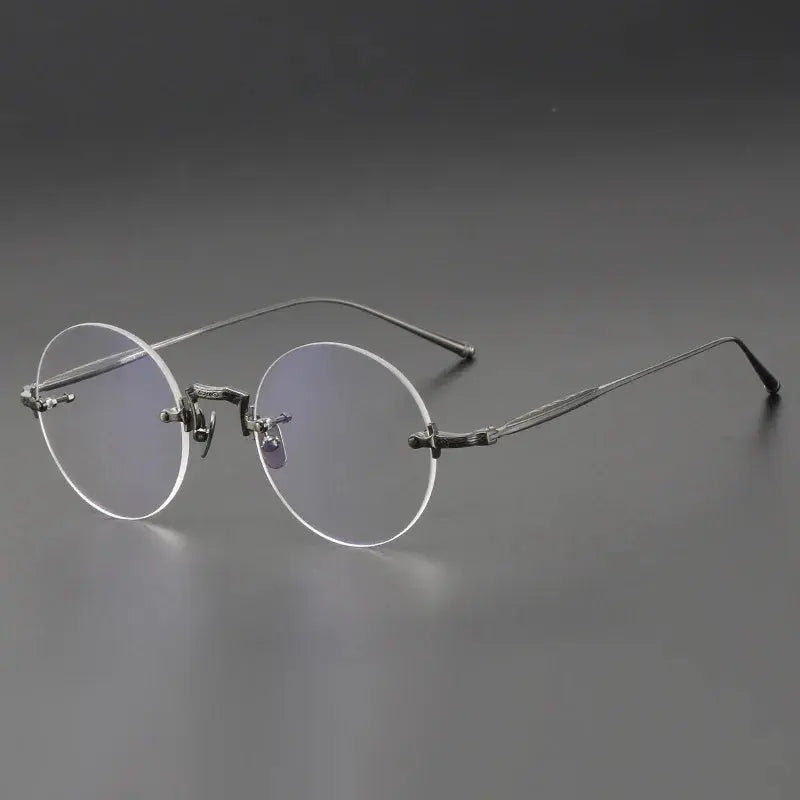Unisex Round Rimless Titanium Prescription Glasses 10122 — view 7 | Rx Spectacle