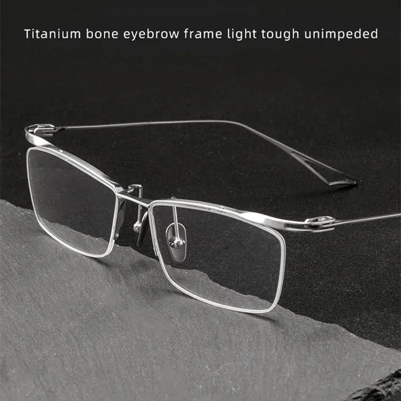 Unisex Browline Semi-Rimless Titanium Prescription Glasses 2266 — view 2 | Rx Spectacle