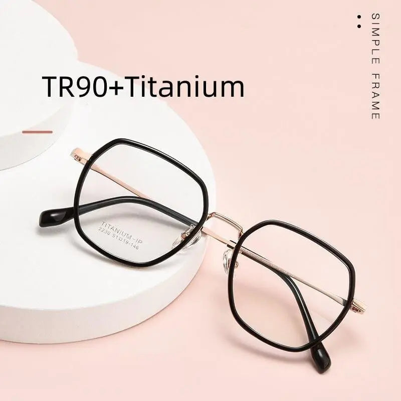 Unisex Polygon Full Rim Titanium Prescription Glasses H2230h — view 9 | Rx Spectacle