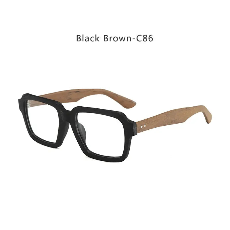 Men's Square Full Rim Wood Prescription Glasses 8184 — view 7 | Rx Spectacle