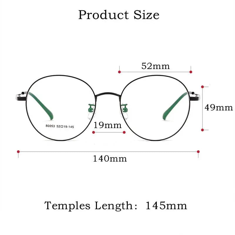 Unisex Round Full Rim Titanium Prescription Glasses 80053 — view 7 | Rx Spectacle