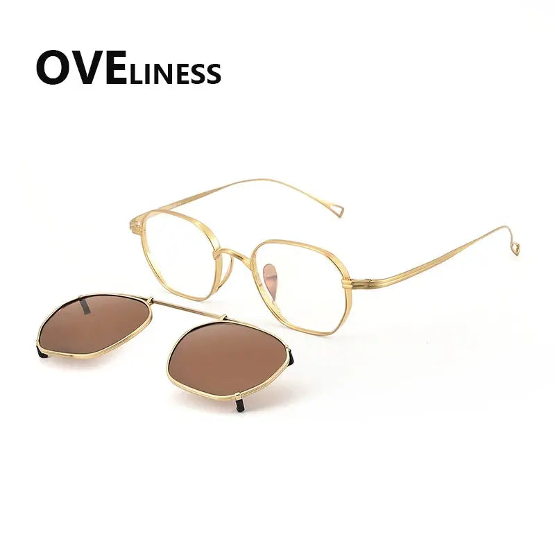 Women's Square Full Rim Titanium Clip-On Prescription Glasses — view 5 | Rx Spectacle