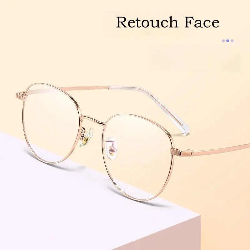 Unisex Oval Full Rim Titanium Prescription Glasses Y8901 — view 3 | Rx Spectacle