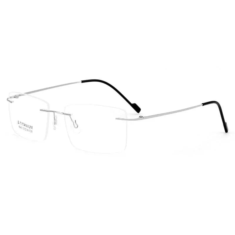 Unisex Rectangular Rimless Alloy Prescription Glasses 6043 — view 3 | Rx Spectacle