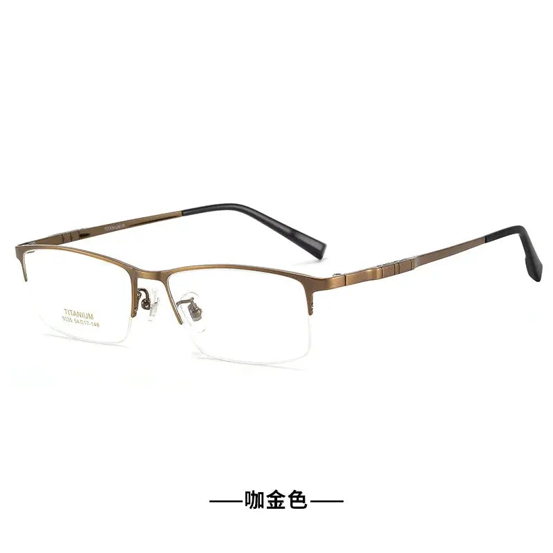Unisex Browline Full Rim Titanium Prescription Glasses 65035 — view 3 | Rx Spectacle