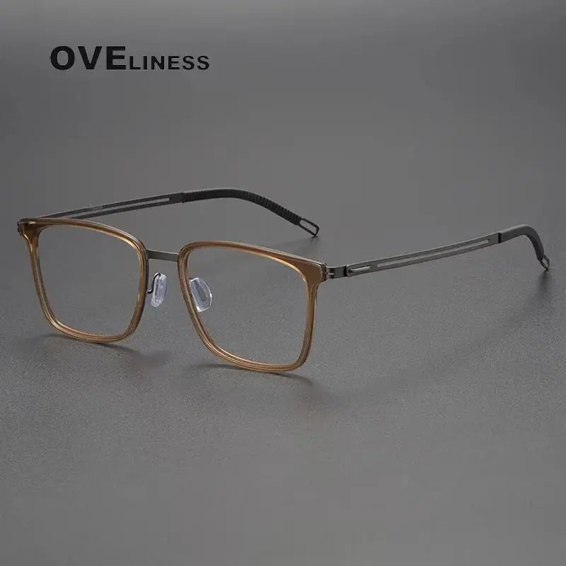 Unisex Square Full Rim Titanium Prescription Glasses 82235 — view 3 | Rx Spectacle