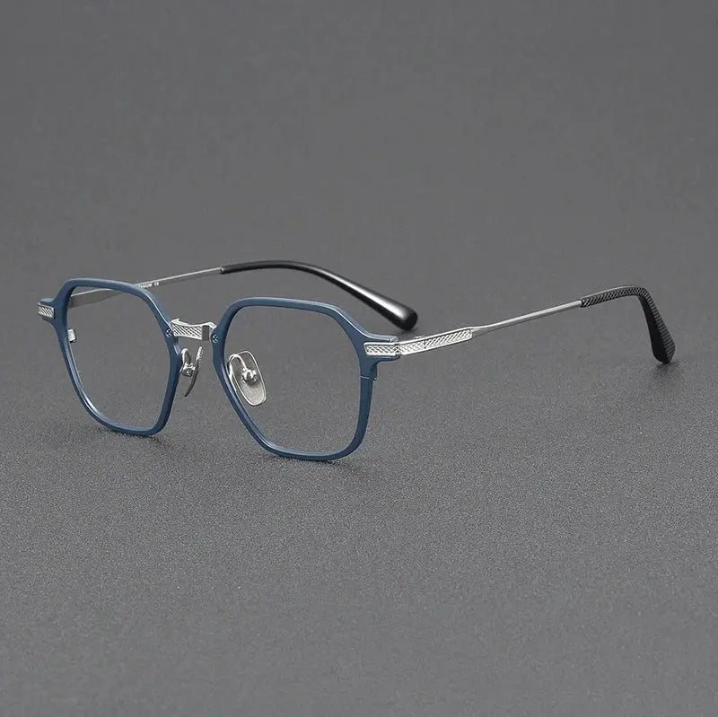 Unisex Square Full Rim Titanium Flat Top Prescription Glasses 63425 — view 6 | Rx Spectacle