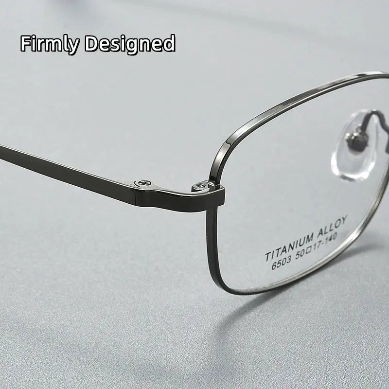 Unisex Square Full Rim Titanium Prescription Glasses 6052 — view 4 | Rx Spectacle
