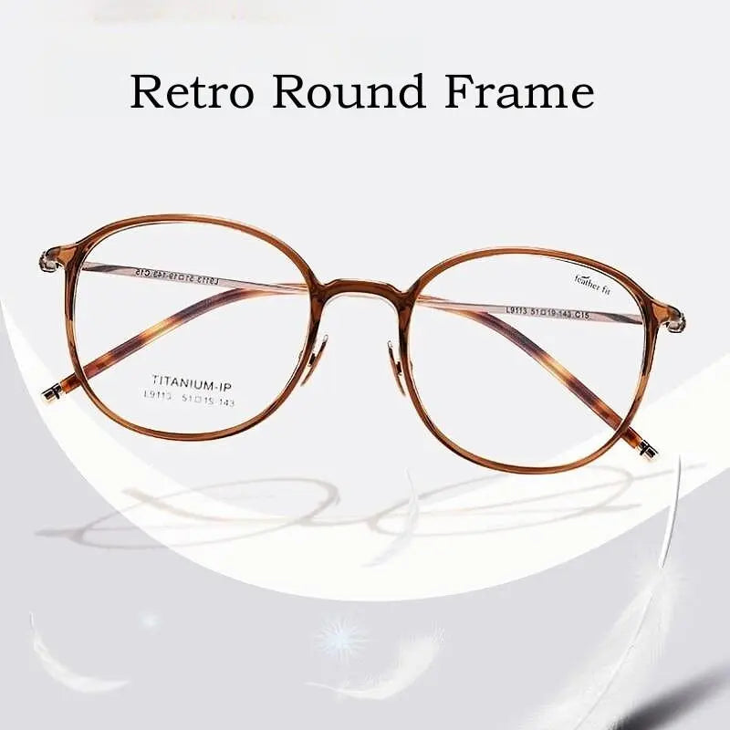Unisex Round Full Rim Titanium Prescription Glasses L9113y — view 9 | Rx Spectacle