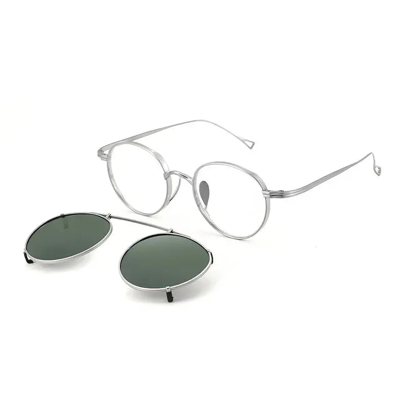 Unisex Round Full Rim Titanium Clip-On Prescription Glasses 396113 — view 3 | Rx Spectacle