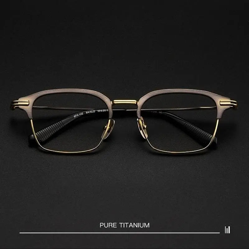 Men's Square Full Rim Titanium Prescription Glasses Dtx142s — view 8 | Rx Spectacle