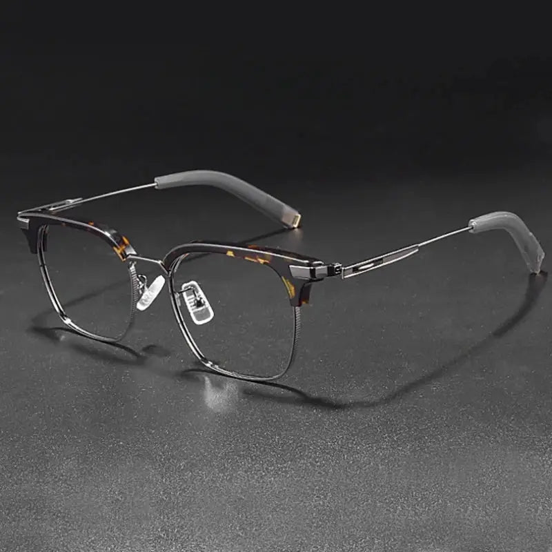 Men's Square Full Rim Titanium Prescription Glasses Y107 — view 2 | Rx Spectacle