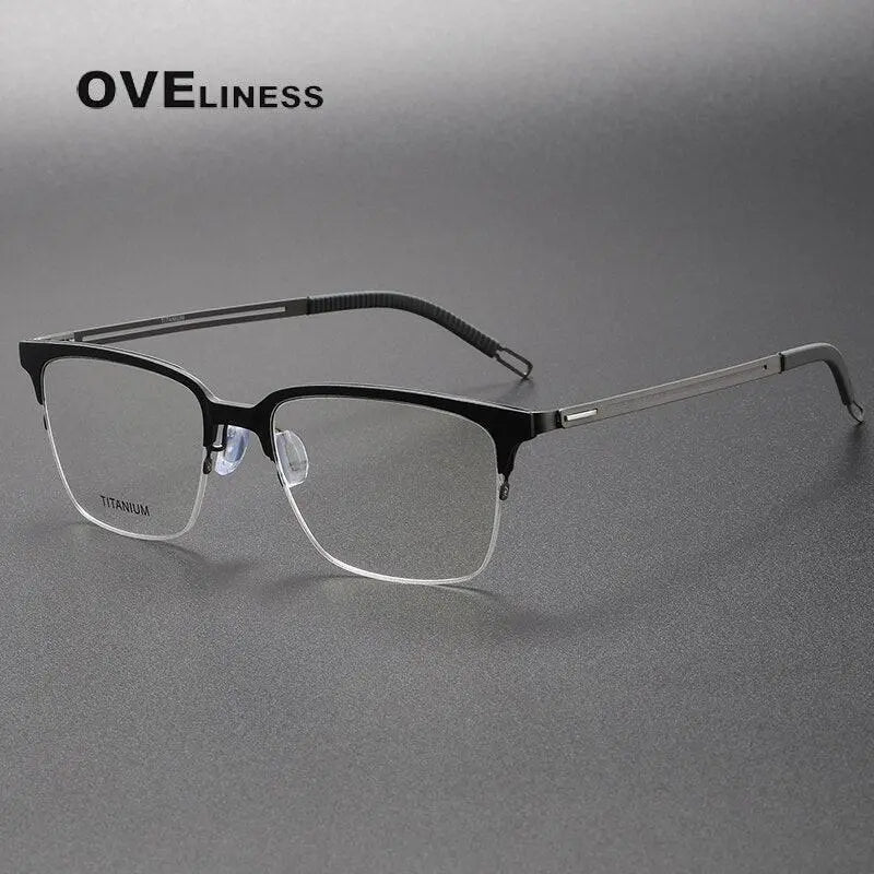Unisex Square Full Rim Titanium Screwless Prescription Glasses 8202312 — view 3 | Rx Spectacle