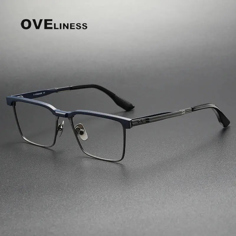 Unisex Square Full Rim Titanium Prescription Glasses 369137 — view 3 | Rx Spectacle
