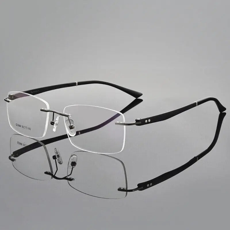 Men's Square Rimless Titanium Screwless Prescription Glasses Q2666 — view 7 | Rx Spectacle