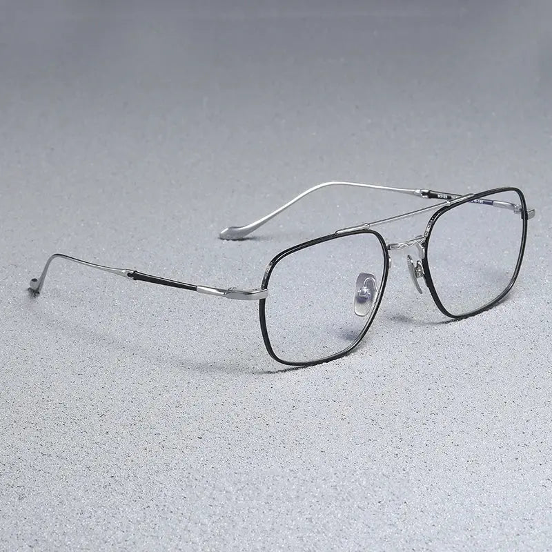 Men's Square Full Rim Titanium Double Bridge Prescription Glasses 43123 — view 3 | Rx Spectacle