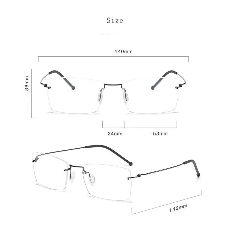 Unisex Square Rimless Titanium Prescription Glasses T5935 — view 6 | Rx Spectacle