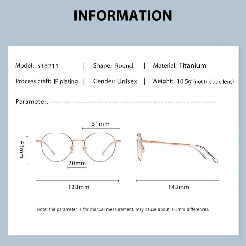 Men's Round Full Rim Titanium Prescription Glasses St6211 — view 5 | Rx Spectacle