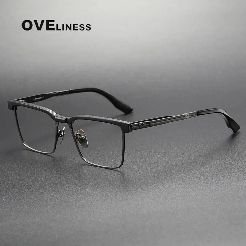 Unisex Square Full Rim Titanium Prescription Glasses 369137 — view 4 | Rx Spectacle