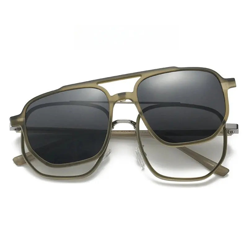 Unisex Square Full Rim Alloy Double Bridge Clip-On Prescription Glasses 832 — view 8 | Rx Spectacle