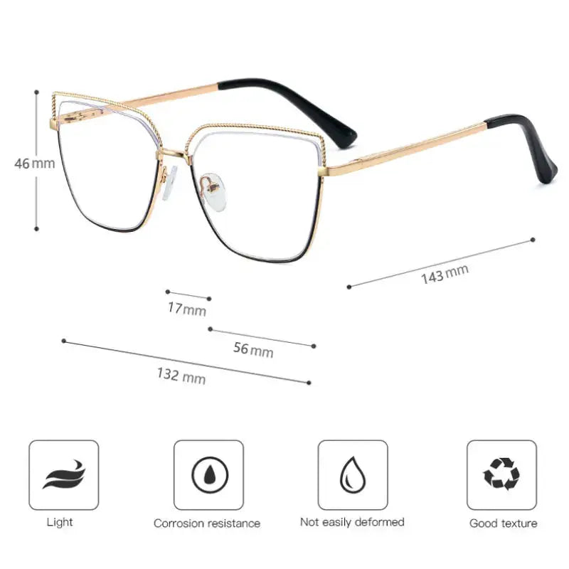Women's Cat Eye Full Rim Alloy Prescription Glasses 195876 — view 2 | Rx Spectacle
