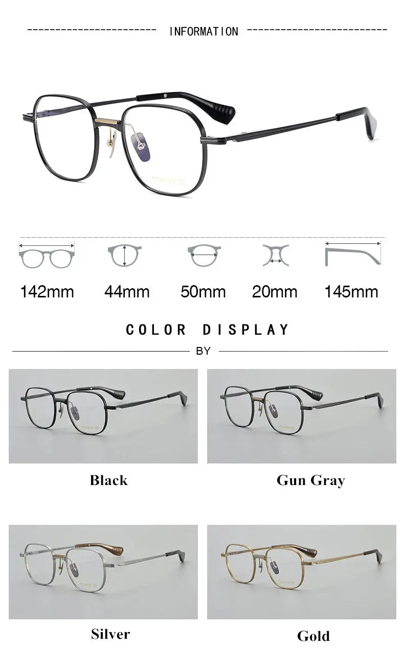 Unisex Irregular Full Rim Titanium Prescription Glasses 914251 — view 2 | Rx Spectacle