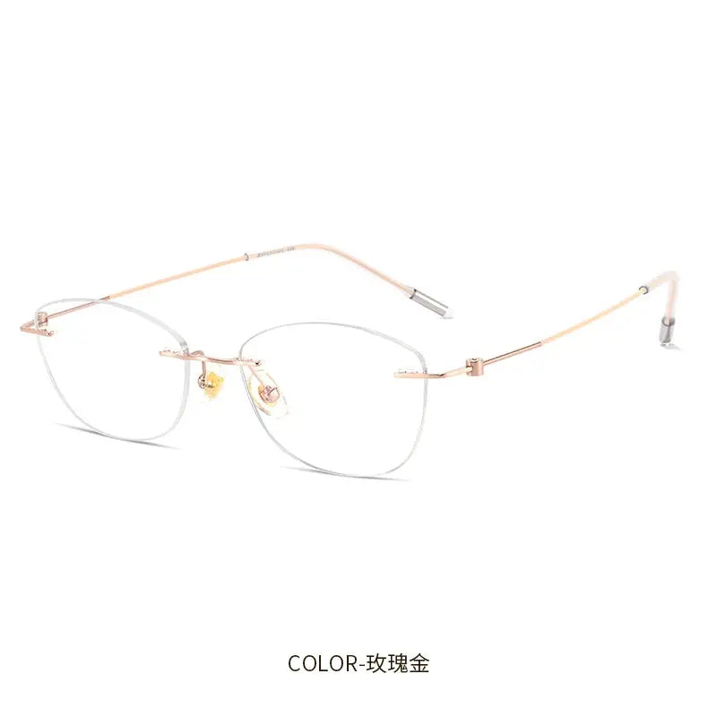 Women's Cat Eye Rimless Titanium Prescription Glasses 6071 — view 7 | Rx Spectacle