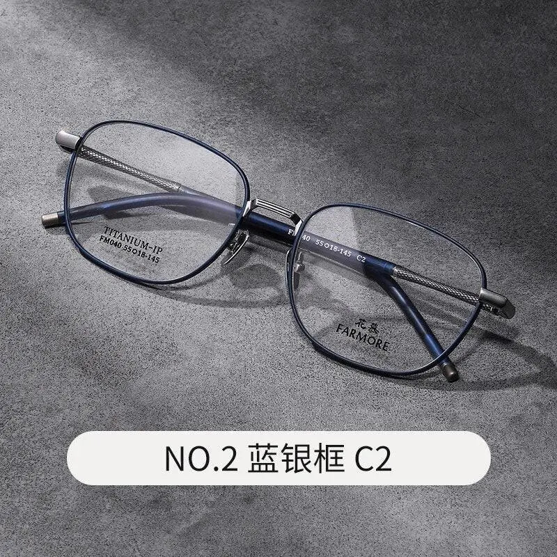 Unisex Square Full Rim Titanium Prescription Glasses FM040 — view 4 | Rx Spectacle