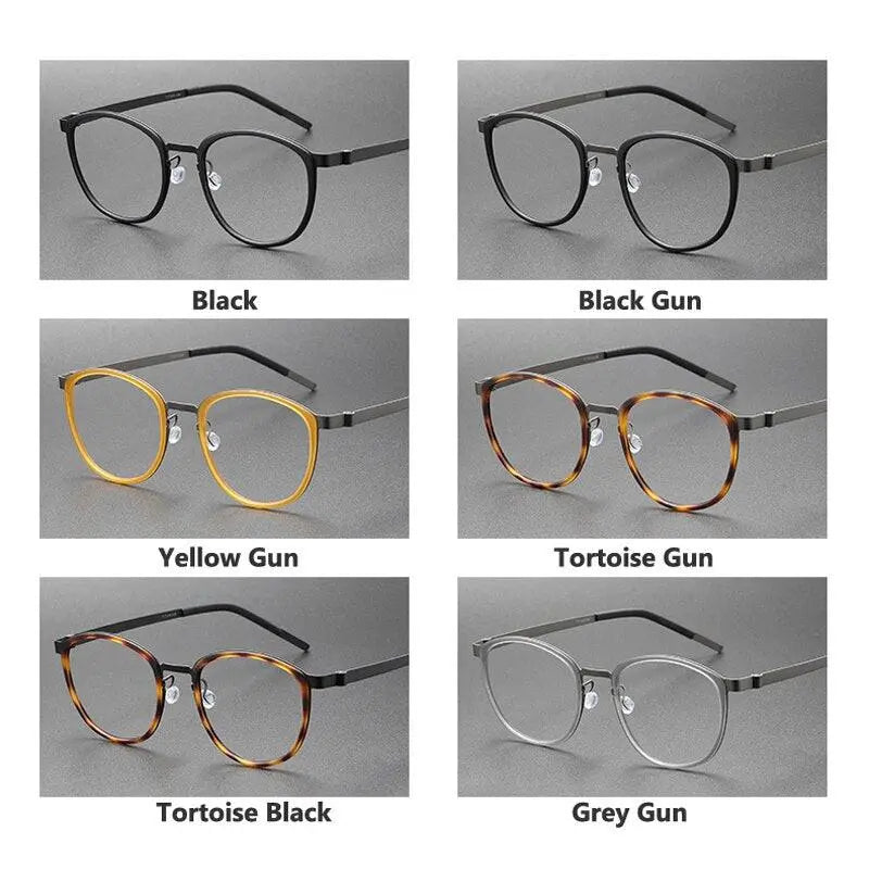 Unisex Round Full Rim Titanium Screwless Prescription Glasses 9737 — view 8 | Rx Spectacle
