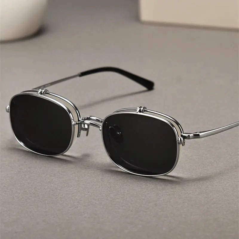 Unisex Rectangular Semi-Rimless Titanium Clip-On Prescription Glasses K15 — view 7 | Rx Spectacle