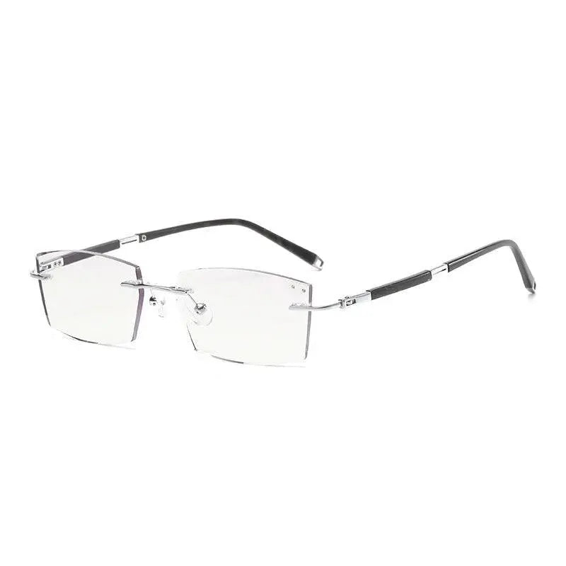 Unisex Square Rimless Titanium Prescription Glasses Y063 — view 11 | Rx Spectacle