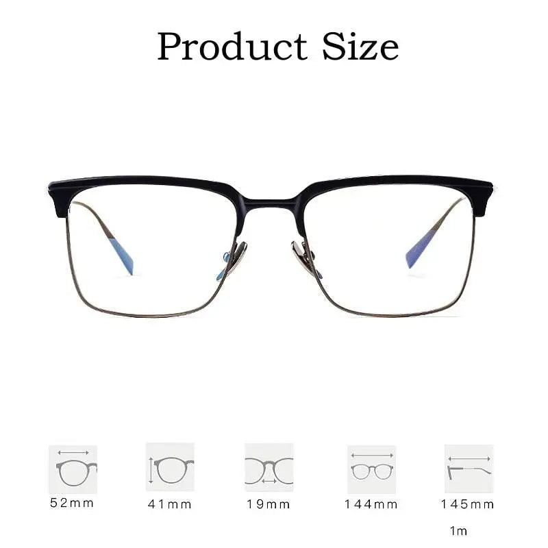 Men's Square Full Rim Titanium Prescription Glasses S1905 — view 7 | Rx Spectacle
