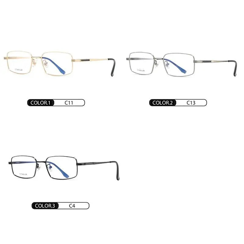 Men's Rectangular Full Rim Titanium Prescription Glasses Pt2219 — view 7 | Rx Spectacle