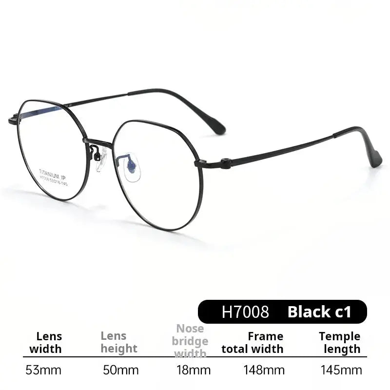 Unisex Round Full Rim Titanium Flat Top Prescription Glasses 77008 — view 4 | Rx Spectacle