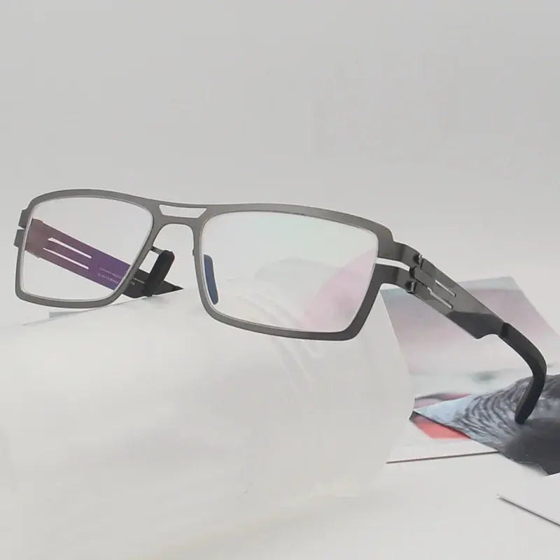 Unisex Square Full Rim Stainless Steel Screwless Prescription Glasses 35140 — view 1 | Rx Spectacle