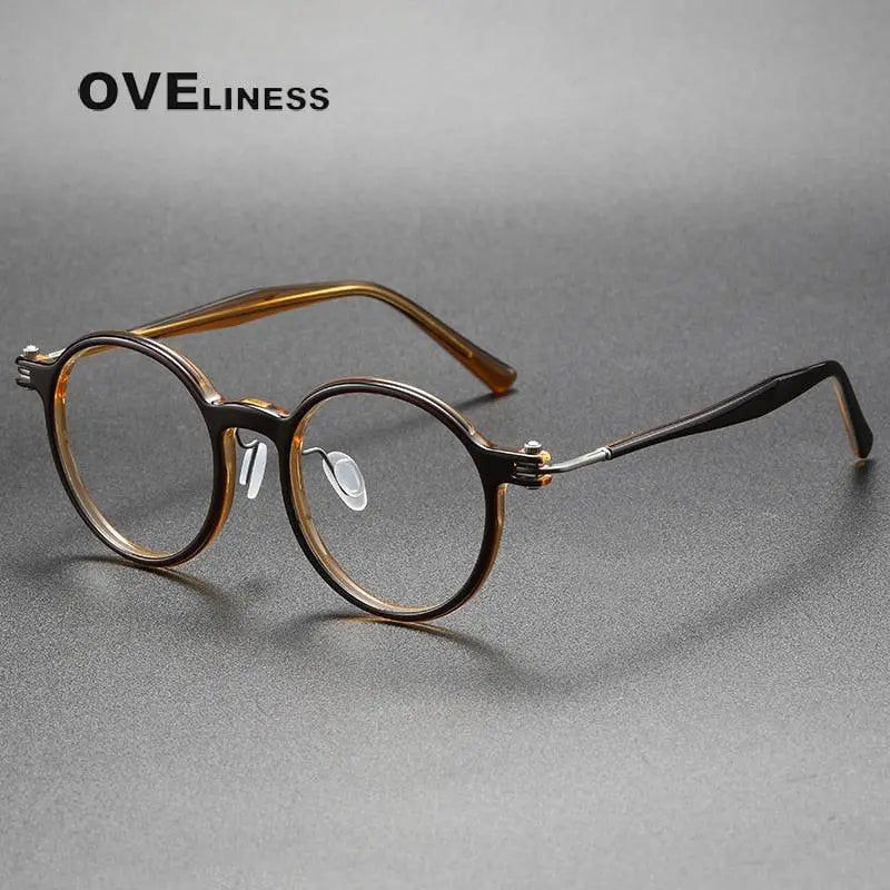 Unisex Round Full Rim Titanium Prescription Glasses 5886 — view 5 | Rx Spectacle