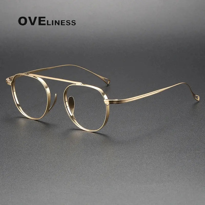 Unisex Square Full Rim Titanium Flat Top Prescription Glasses 9503 — view 7 | Rx Spectacle