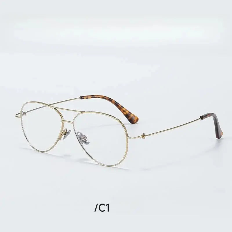 Unisex Oval Full Rim Titanium Double Bridge Prescription Glasses 30918 — view 4 | Rx Spectacle